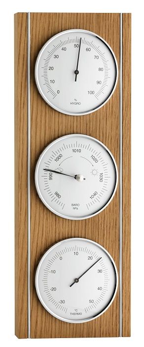 Wetterstation analog Eiche 3x 130x360x40mm – 20.1091.01