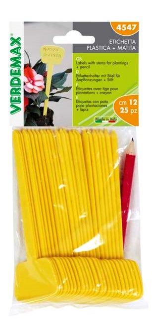 Steckschild gelb mit Stift 4×3,5x12cm 25St – 4547