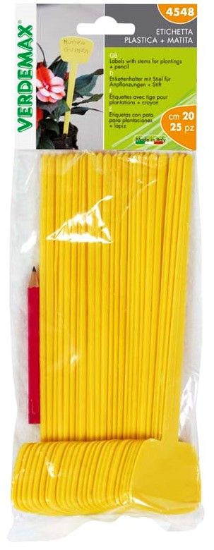 Steckschild gelb mit Stift 5x4x20cm 25St – 4548
