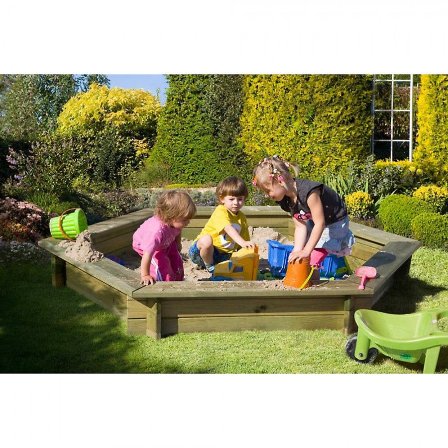 Children wood sandpit hexagonal 200/230cm