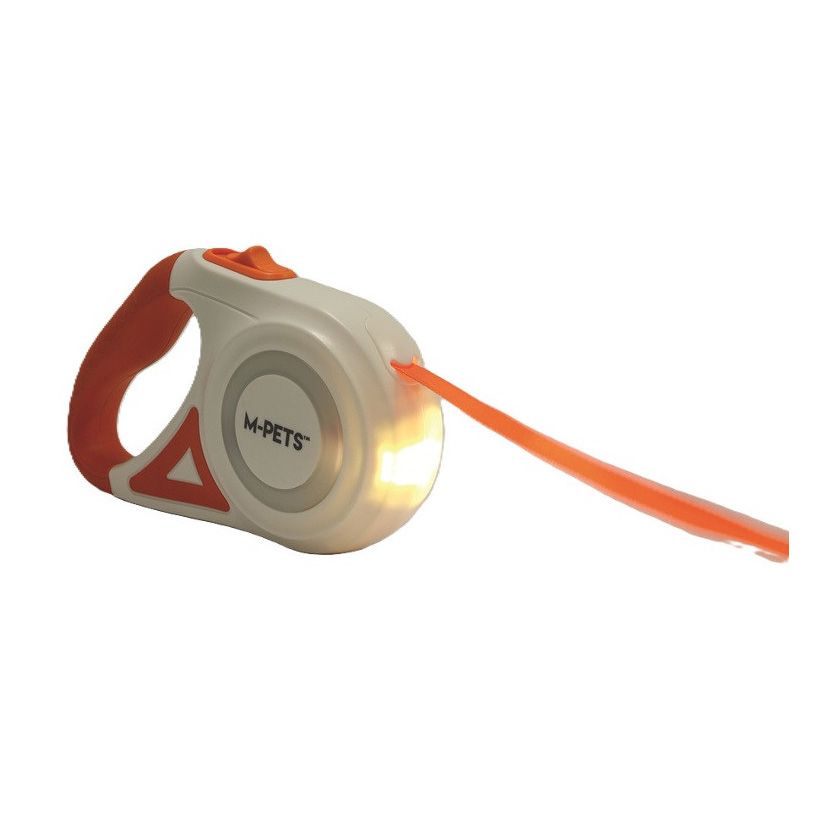 Hundeleine ausziehbar Flash mit Licht orange M