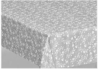 Tablecloth PVC 140cm flowers gray