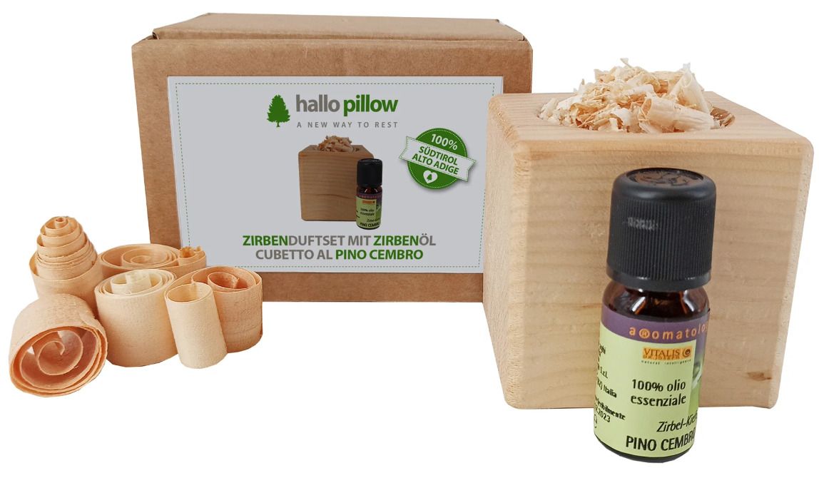 Swiss stone pine cube with refill & essential oil