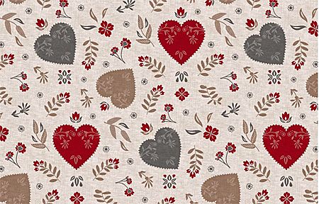 Tablecloth PVC 120cm Hearts and flowers