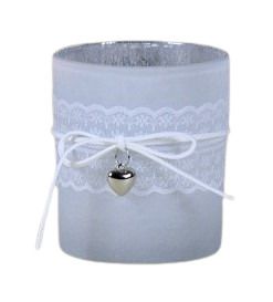 Porta Tea Light vetro cuore Ø8cm H10cm
