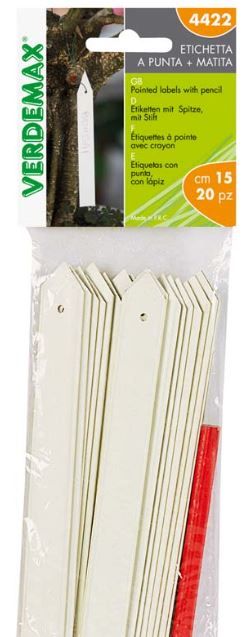 Steckschild mit Spitz weiß mit Stift 10cm 20St – 4422