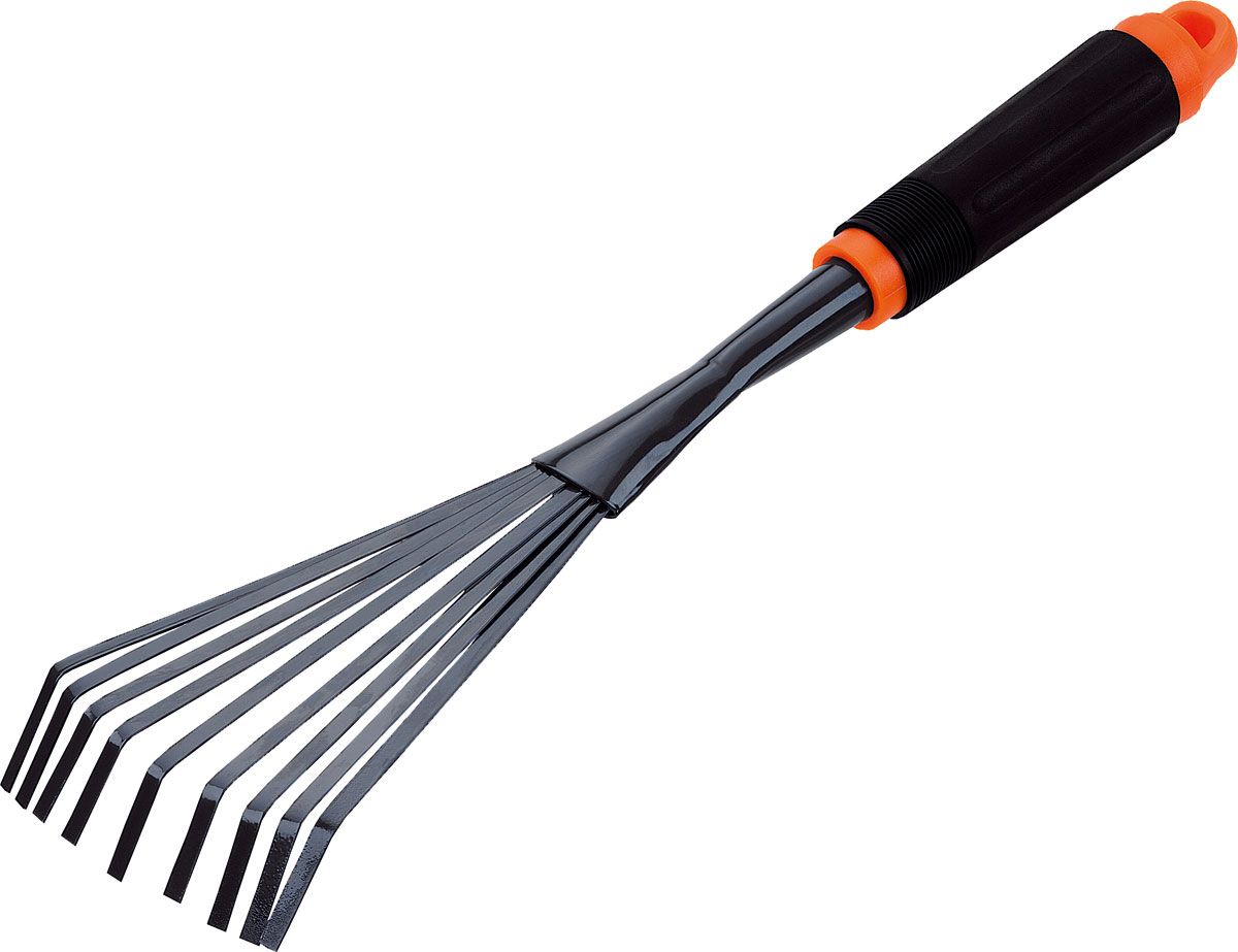 Hand rake with flat tines in steel – 2037