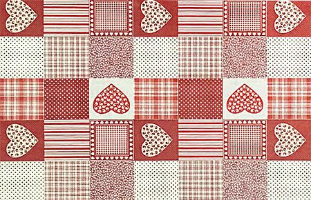 Tablecloth PVC 120cm Hearts squares red