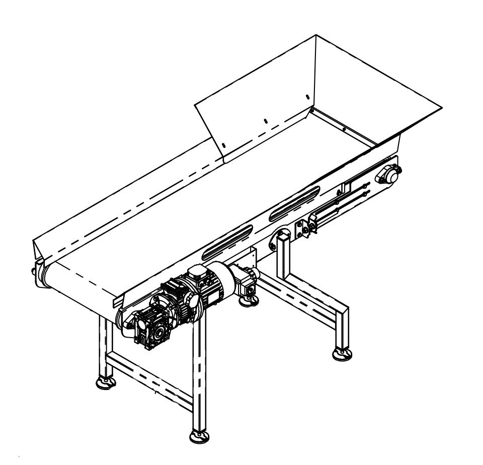 Sortierband in 1500x400mm mit Antrieb + Führungen