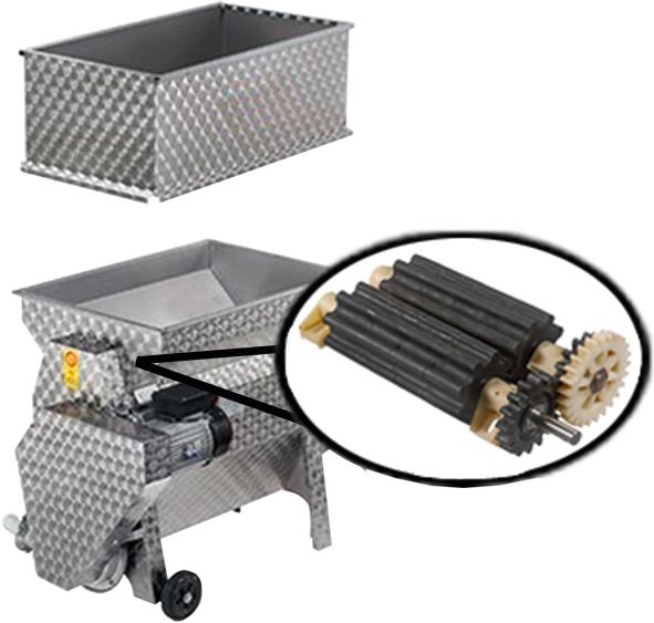 Destemmer+pump+rubber rollers stainless 2t/h 400V