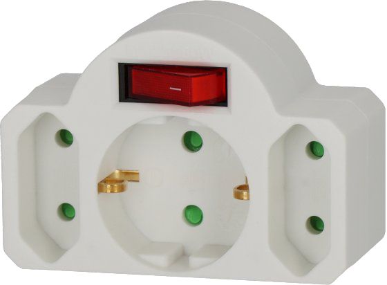 Adapter plug Euro 2 + Schuko 1 with switch