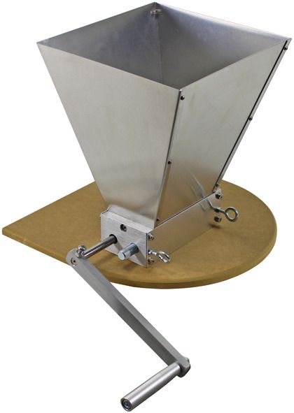 Bier Malzmühle Aluminium Hand mit Holzbasis