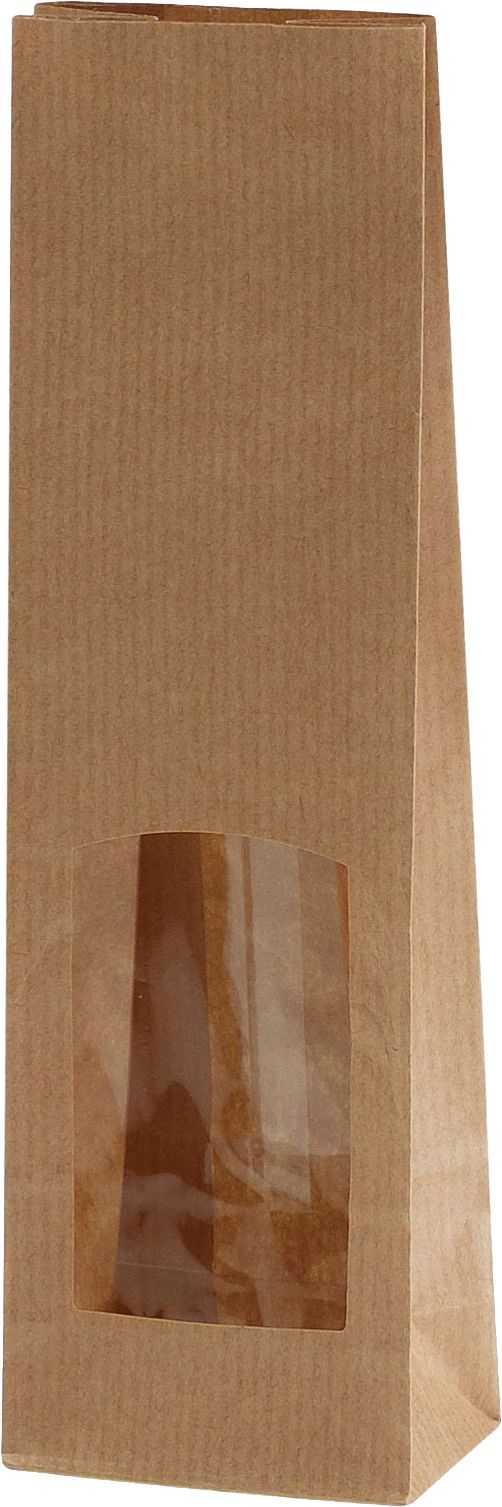 Sacchetto con fondo quadro con finestra marrone 20x6x4cm