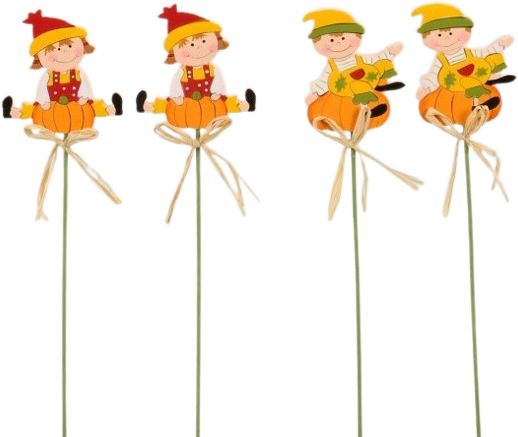 Flower stick pumpkin with child