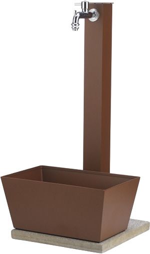 Fountain alu 91x45x29cm+tray oblong rust