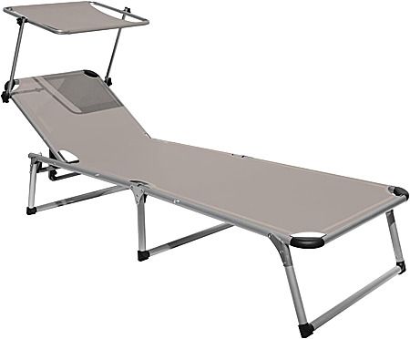 Folding sunbed with sunshade 193x67x31cm