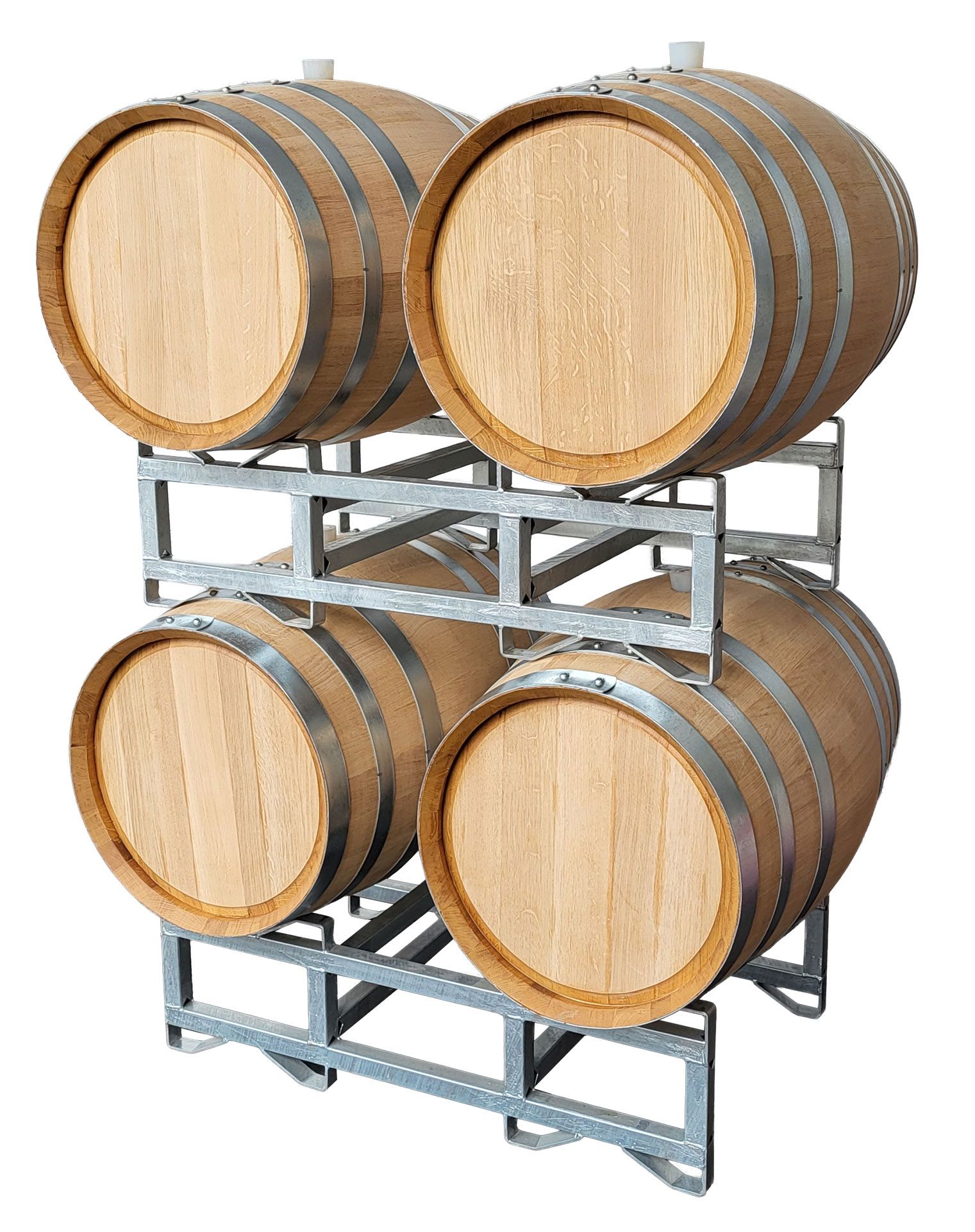 Wine barrel rack hot dip galvanized for 2 barrels