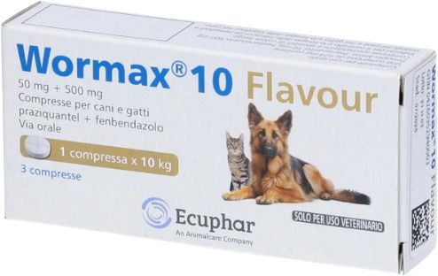 Entwurmung WORMAX 10 flavour 50/500mg 3CPR