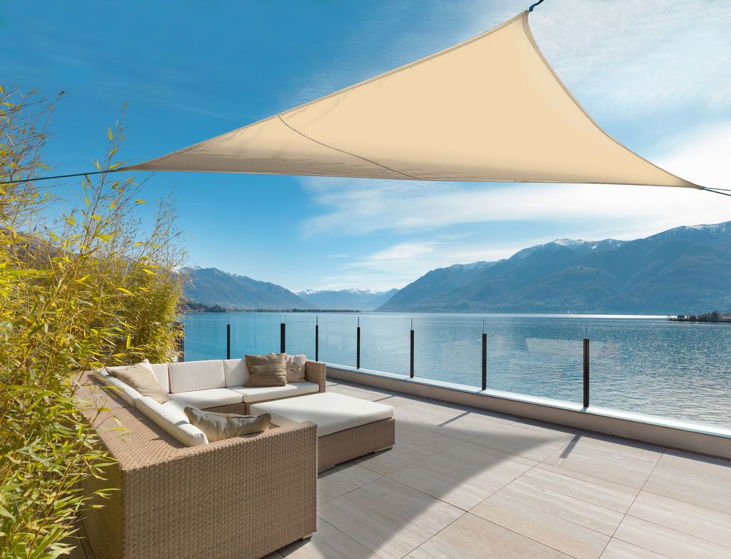 Vela ombreggio triangolo 5x5x5m beige 165gr/m²