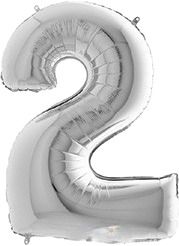 Foil balloon silver 101cm „2“