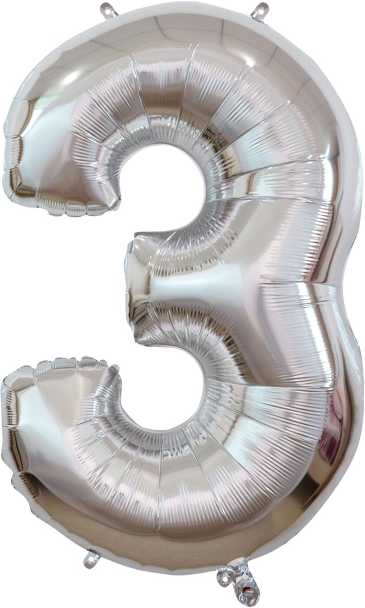 Foil balloon silver 101cm „3“