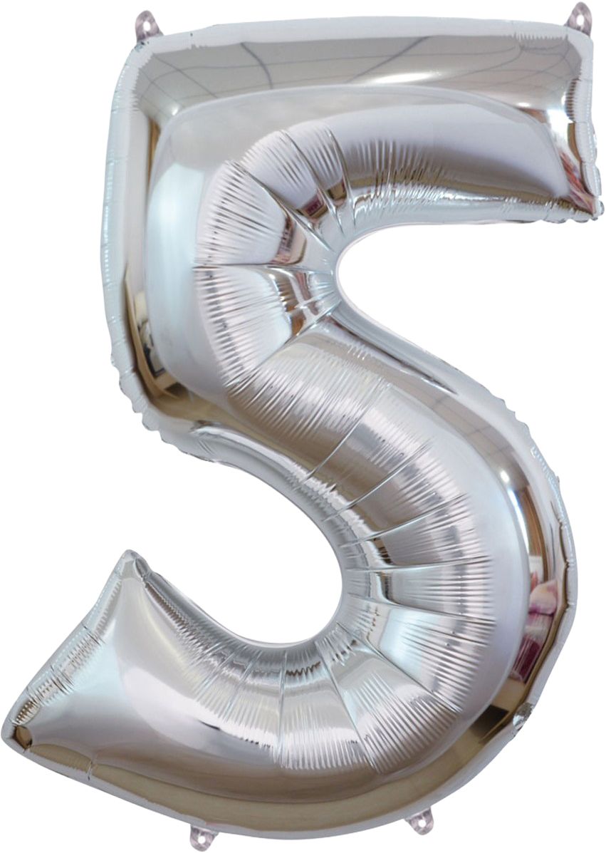 Foil balloon silver 101cm „5“