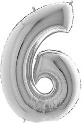 Foil balloon silver 101cm „6“