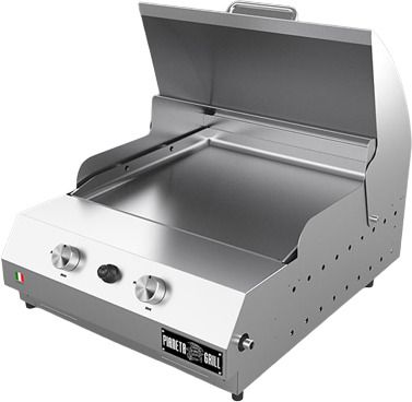 Grill Inox Fry Top 2bruciat 45x50cm lisci con cop.