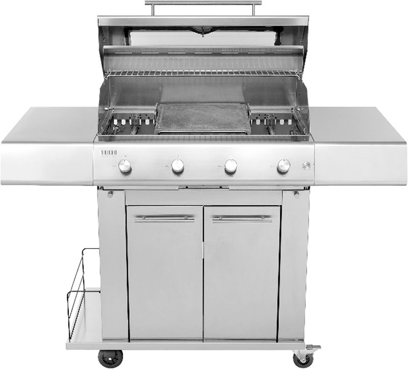 Grill Inox Sun 45x75cm 4Burner+vehicle Inox+bonnet - inderst
