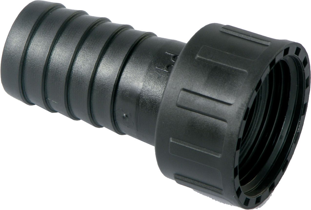 Hose tail with thread nut black 4/4″ x 25mm