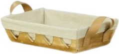 Cesto legno con cuori 30x19xH7,5cm con manico pelle