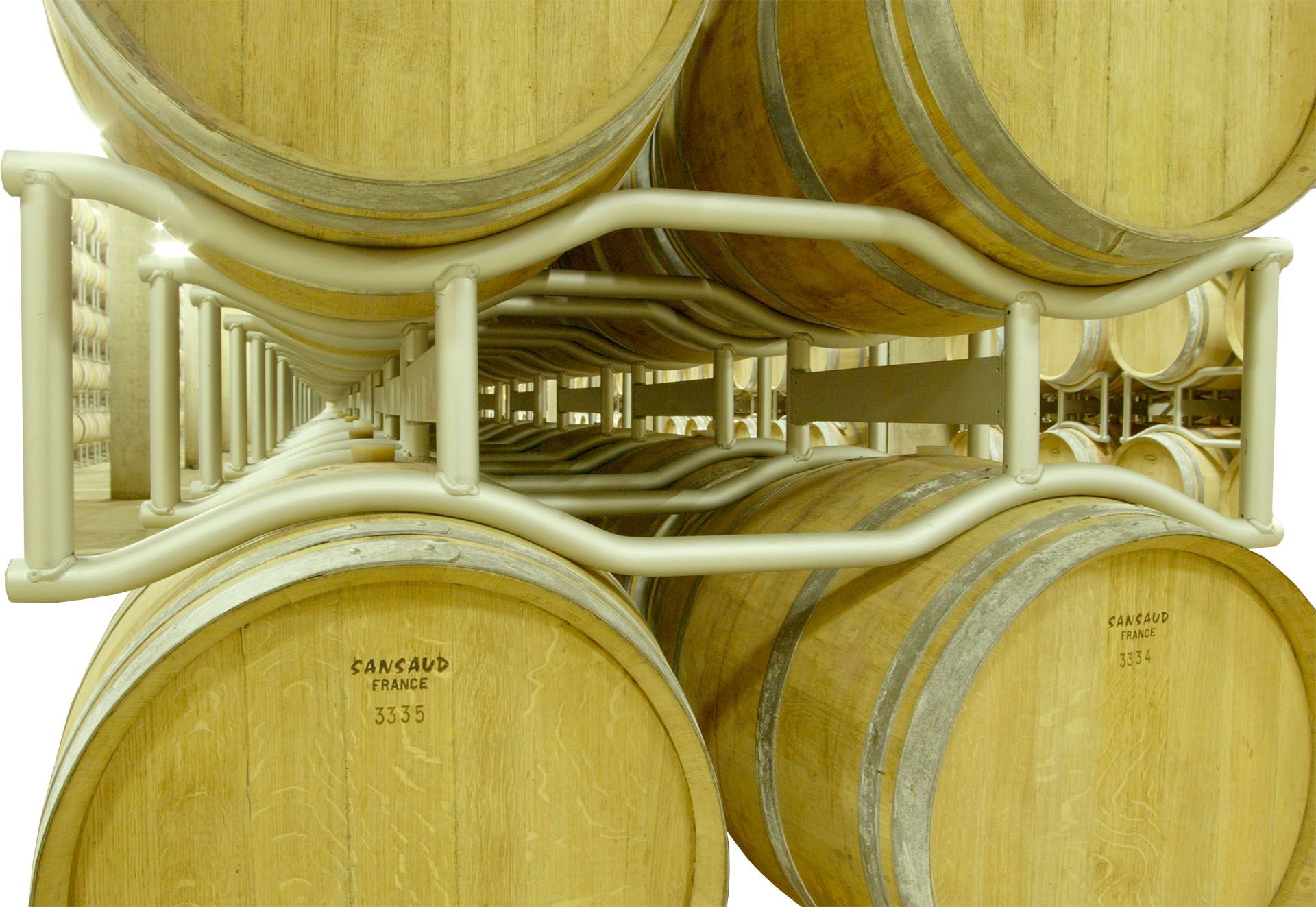 Wine barrel rack double in aluminium 500lt