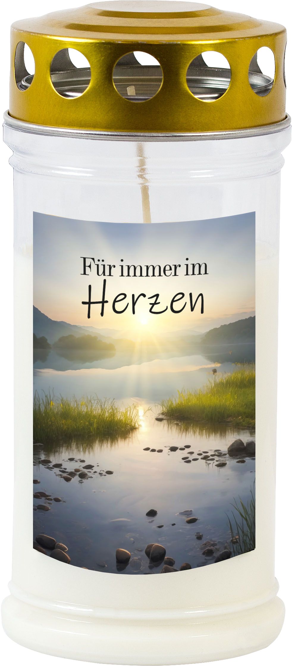 Kerze Grab 4D „Für immer im Herzen“ 12/Ka