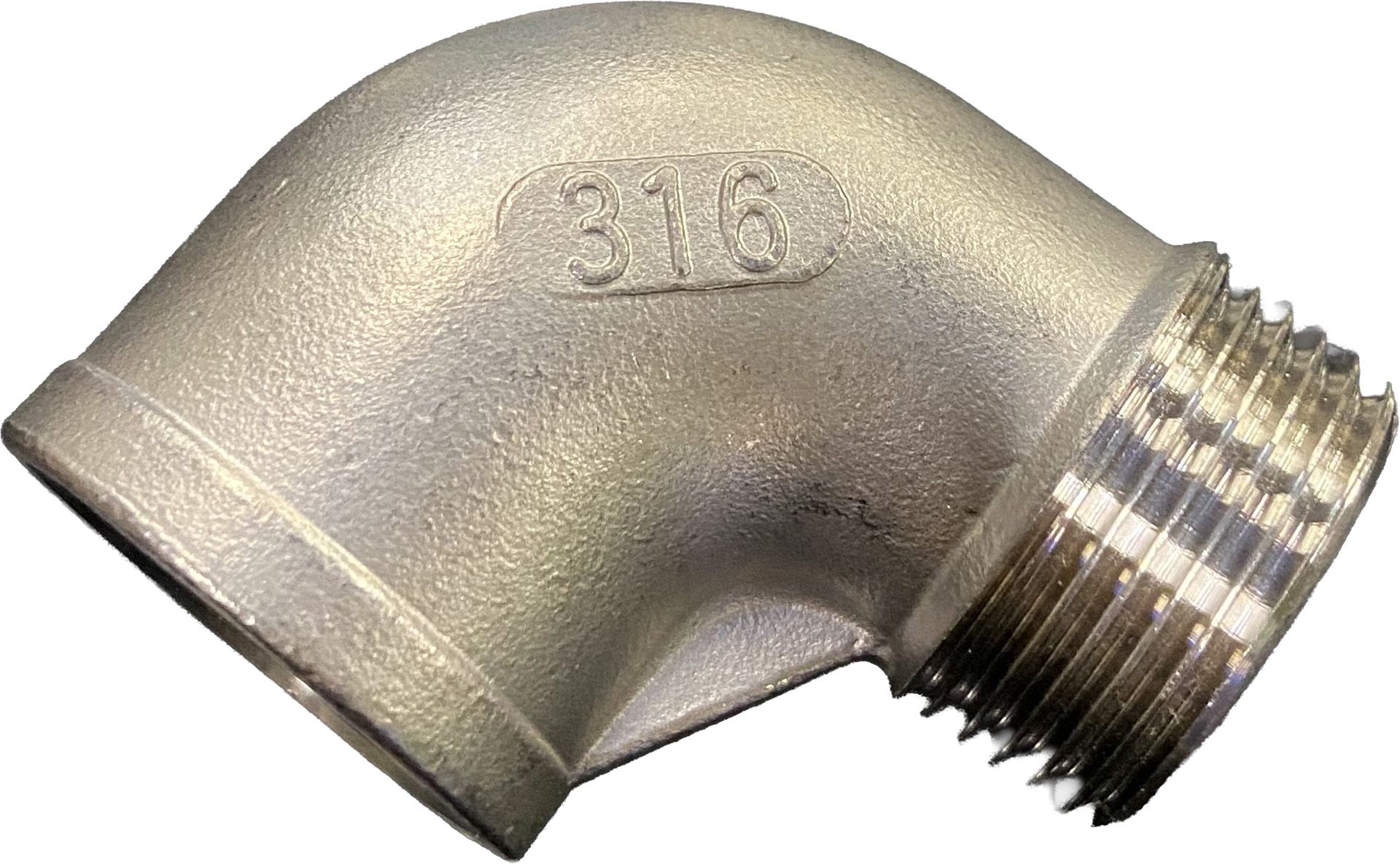 Gomito inox a 90° 1″ M-F