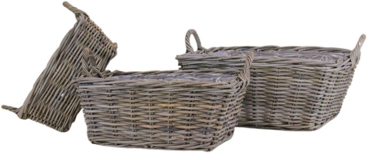 Basket rattan natural with side handles 62x45xH23/27cm