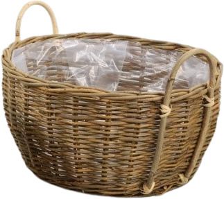 Cesto vimini grezzo con manici legno Ø48cm H25cm