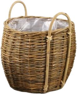 Cesto vimini grezzo con manici legno Ø36cm H33cm