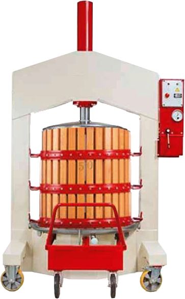 E.hydraulic press+trolley 210lt Ø60 wooden basket