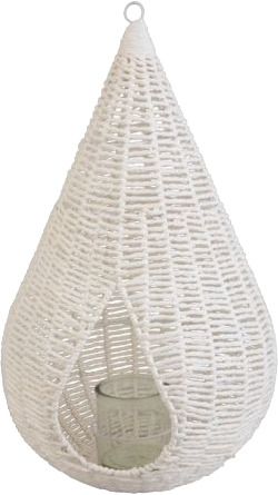 Lanterna Kokon d’appendere bianca 28x45cm