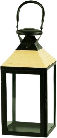 Lanterna metallo nero-marrone 17x16xH36,5cm