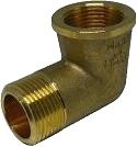 Yellow-brass M/F elbow-connector 1″