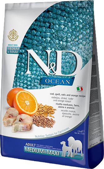 N&D Dog Ocean Cod Spelt Oats&Orange Medium&Maxi 12kg