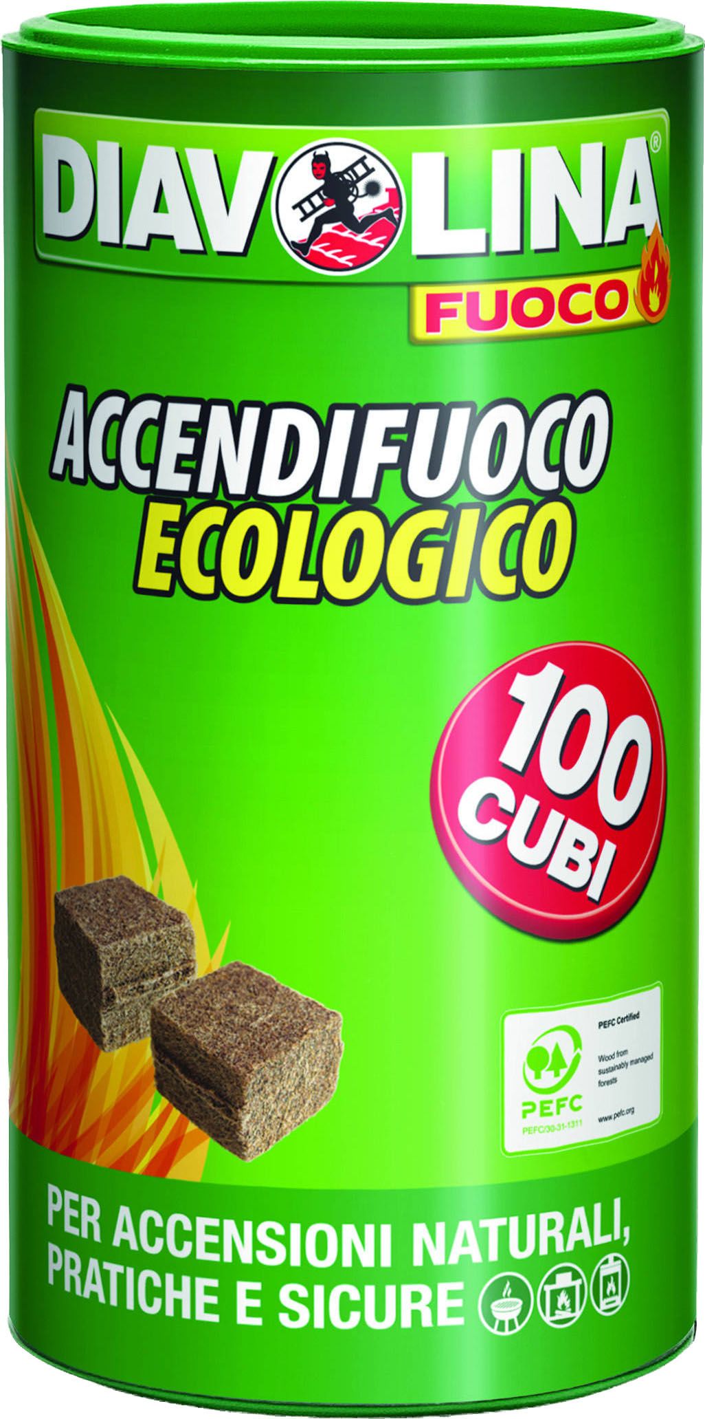Accendifuoco Diavolina naturale 100 cubetti/box