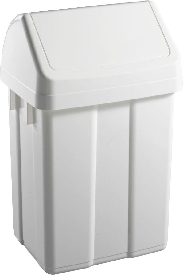 Bin 25lt plastic white with swing cover