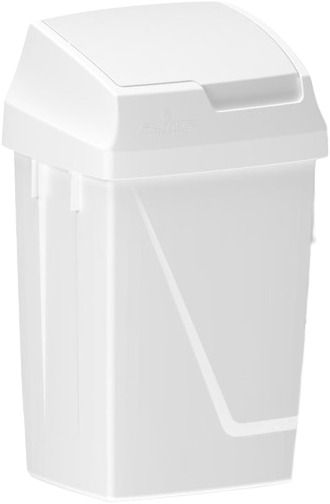 Bin 50lt plastic white with swing cover