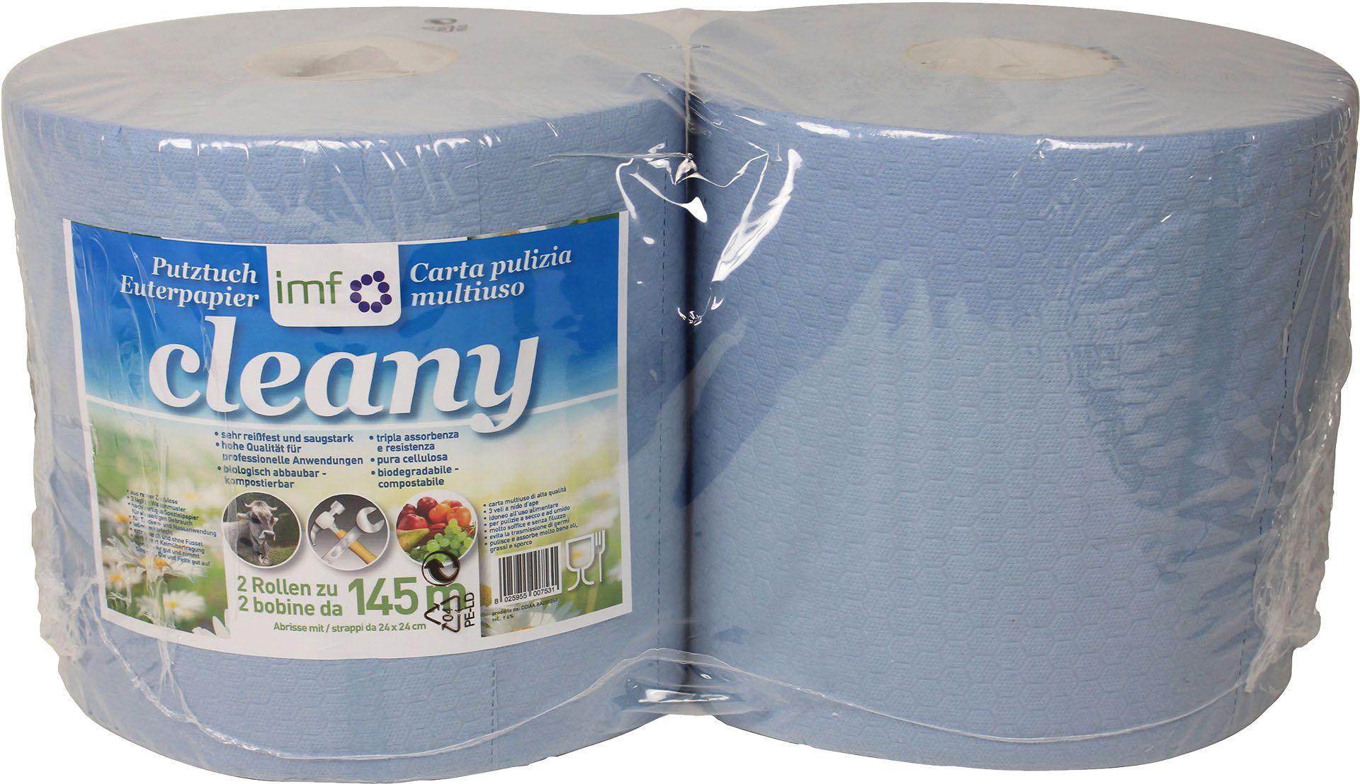 Industrial paper 2 ro blue pure cell. 145m 63pk/pa